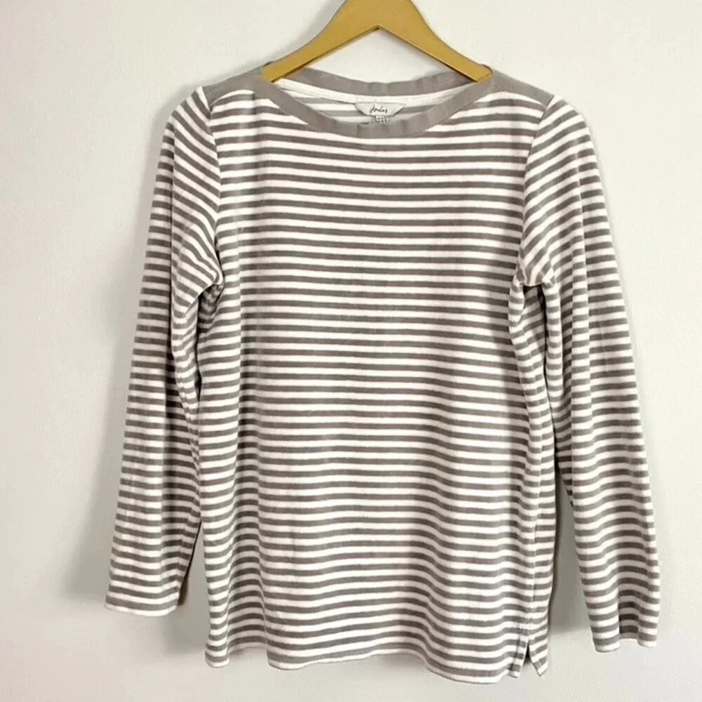 Joules Gray and White Striped Sweatshirt